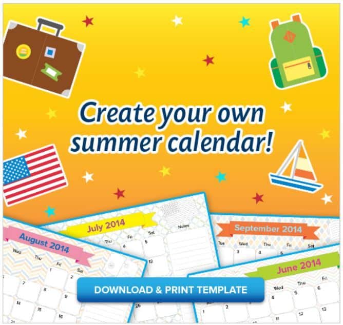 FREE Printable Kid's Summer Calendar! Just for them to fill out!