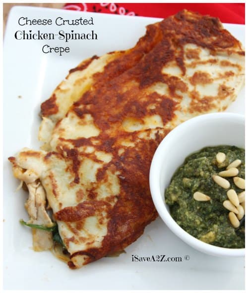 Cheese Crusted Chicken Spinach Crepes Recipe