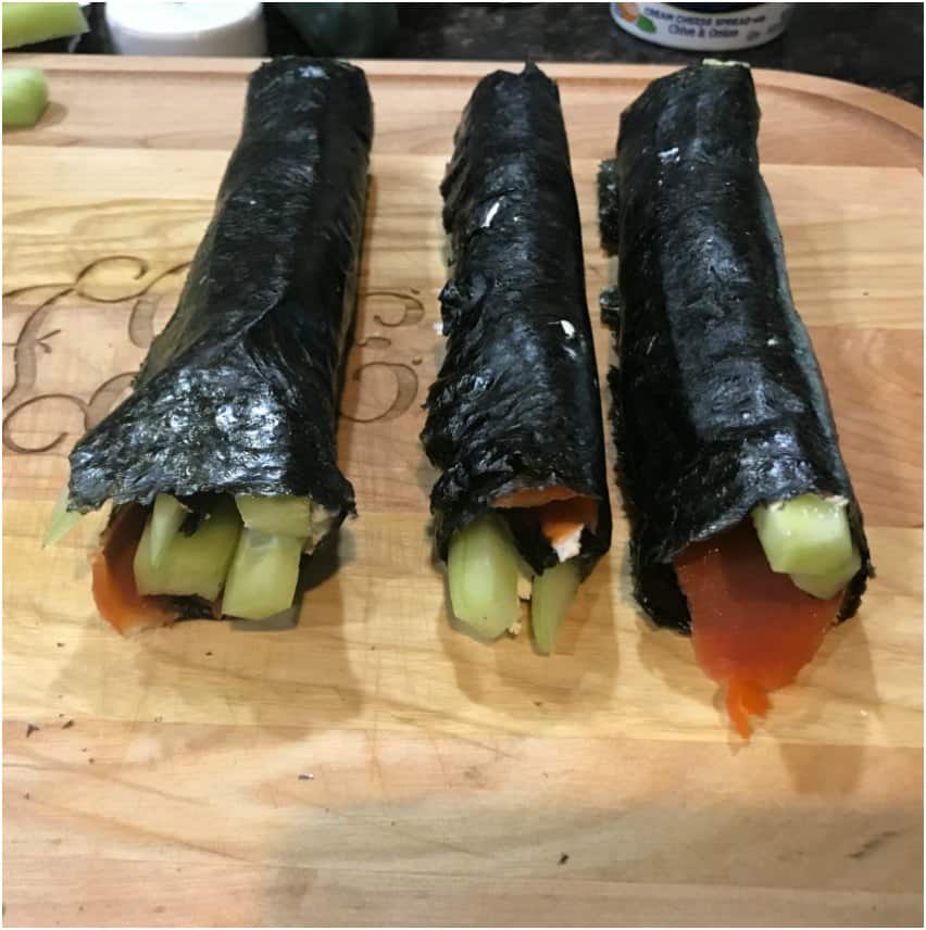 Keto Sushi Rolls with Smoked Salmon and Cucumber