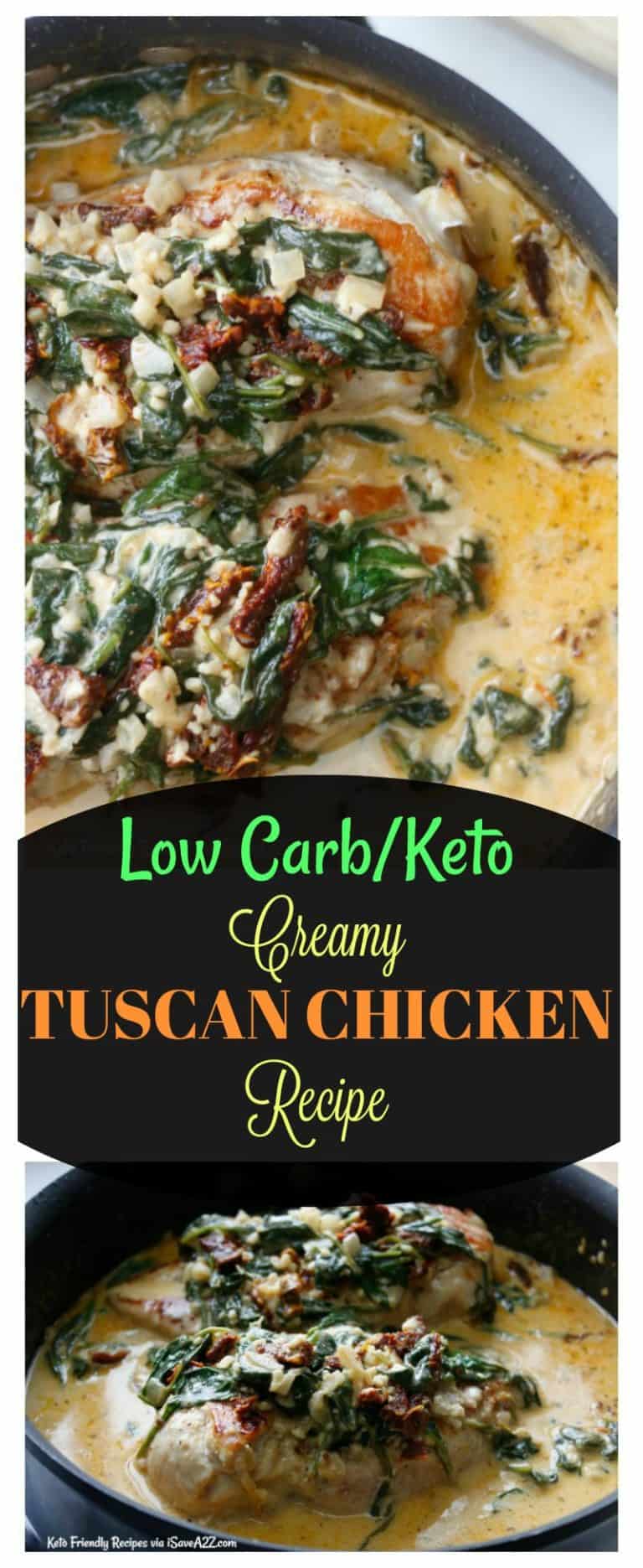 Low Carb Creamy Tuscan Chicken Recipe - iSaveA2Z.com