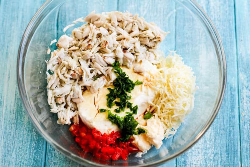 Keto Crab Rangoon Dip ingredients in bowl