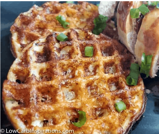 Chicken and waffles made with a keto chaffle recipe 